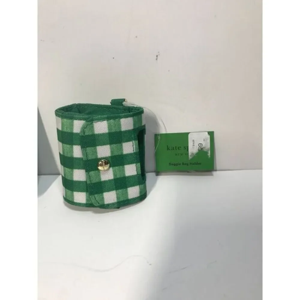 - Kate Spade Green Gingham Check Dog Waste Bag Holder & M/L‎ Leash Set NWT